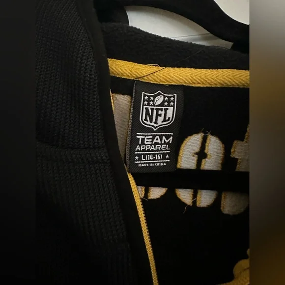 Kids Black and Yellow Steelers Quarter Zip. - Picture 2 of 4